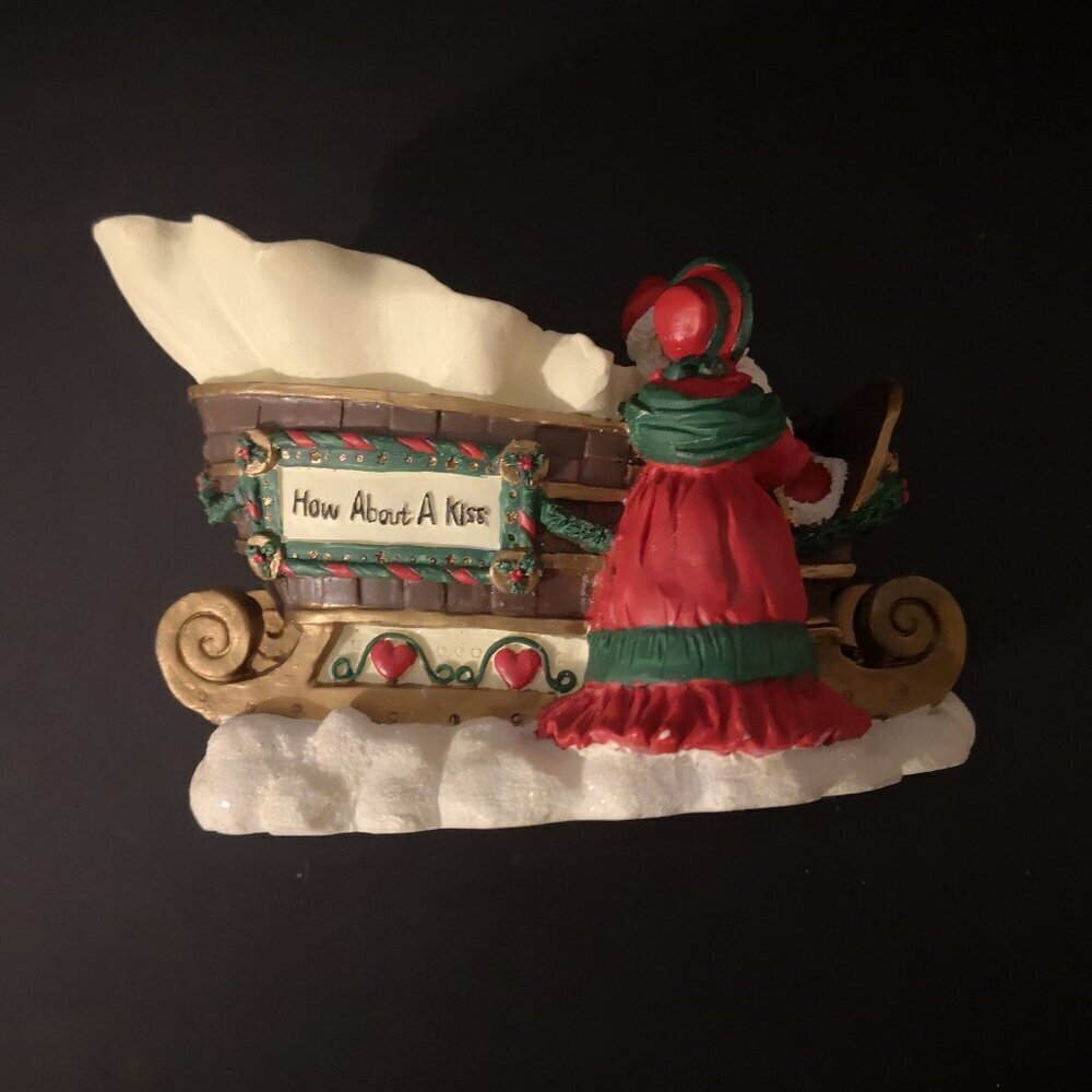 Vintage Figurine "How About A Kiss" Mrs. Claus giving Santa a Kiss Candy Dish